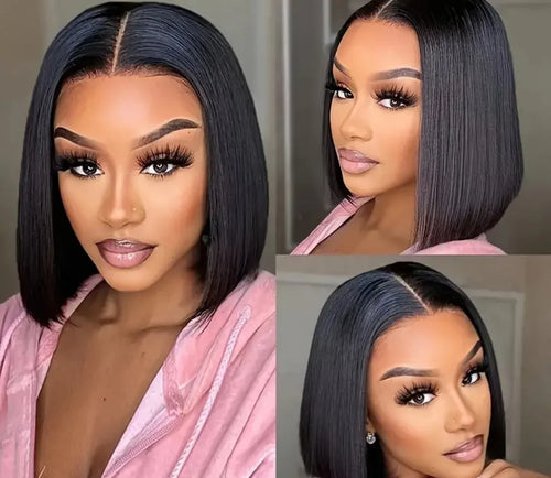 10" Brazilian Hair Glueless Frontal Lace Short Straight Bob Wig