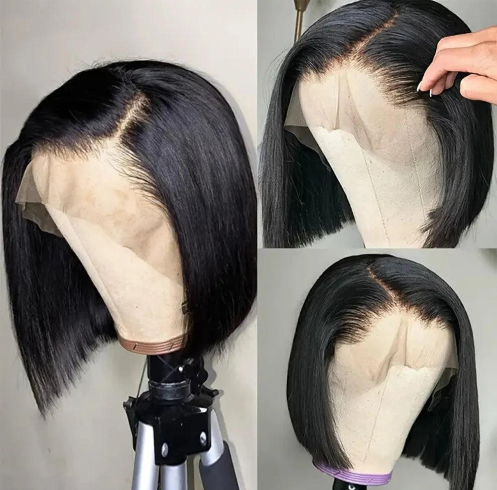 10" Brazilian Hair Glueless Frontal Lace Short Straight Bob Wig