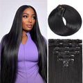 Black Straight Clip-In Hair Extensions – 22"