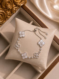 Elegant Rhinestone Four-Leaf Clover Adjustable Bracelet