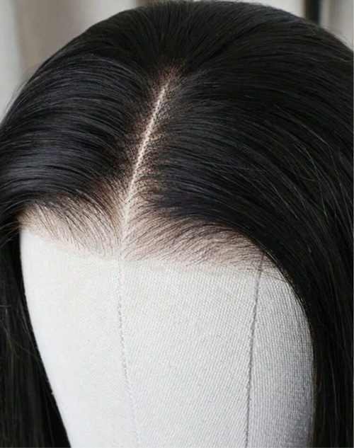 24" Straight Glueless Human Blend Wig – Natural Black