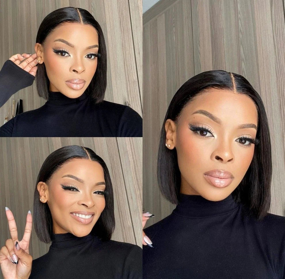 8" Brazilian Full Frontal Short Bob Wig – 13x4 Lace Front 180% Density