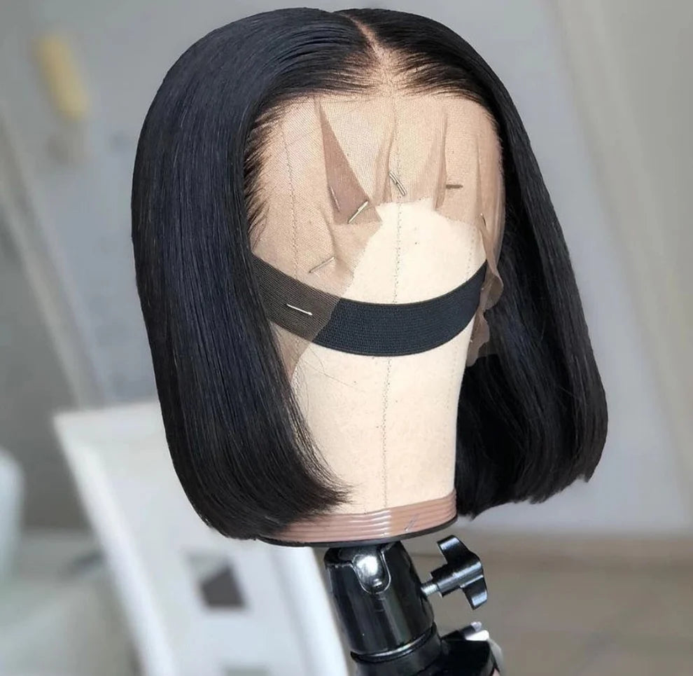 8" Brazilian Full Frontal Short Bob Wig – 13x4 Lace Front 180% Density