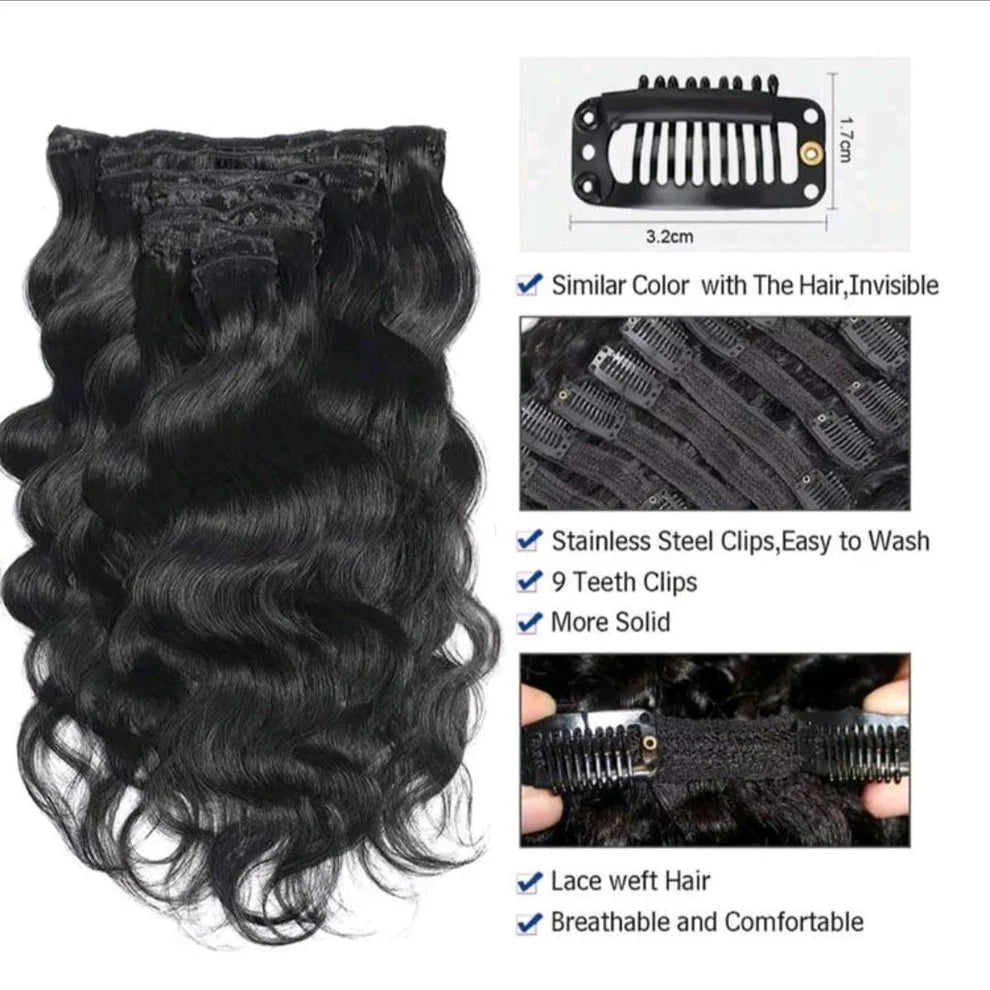 Black Wave Clip-In Human Hair Extensions
