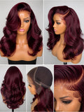 Burgundy Lace Front Wig – 26" Human Blend