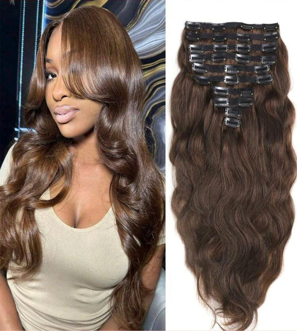 Brown Wave Clip-In Hair Extensions