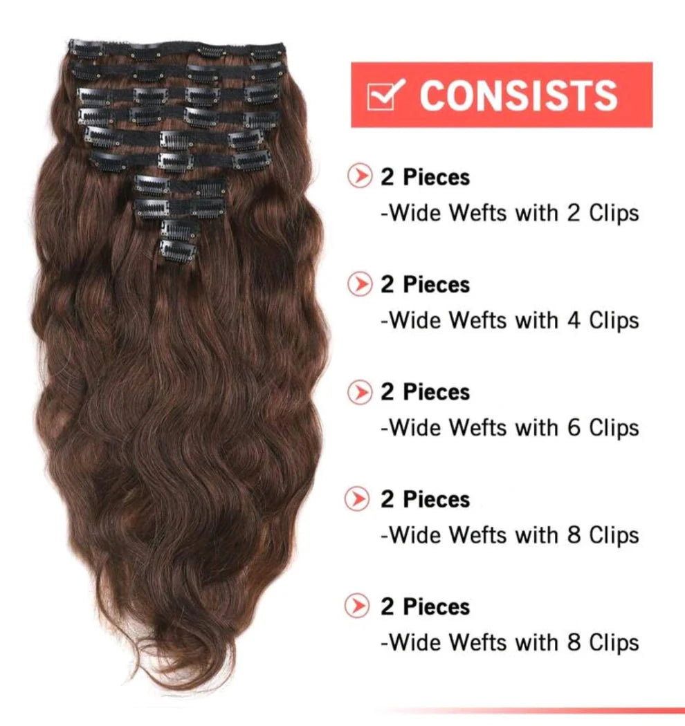 Brown Wave Clip-In Hair Extensions