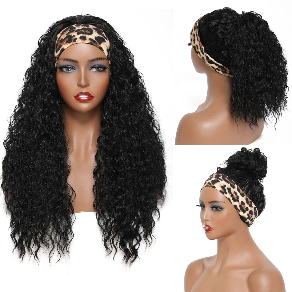 20" Curly Headband Wig (Human Blend)