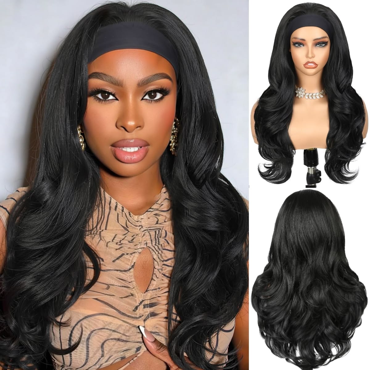 26" Heat Resistant Headband Wave Wig