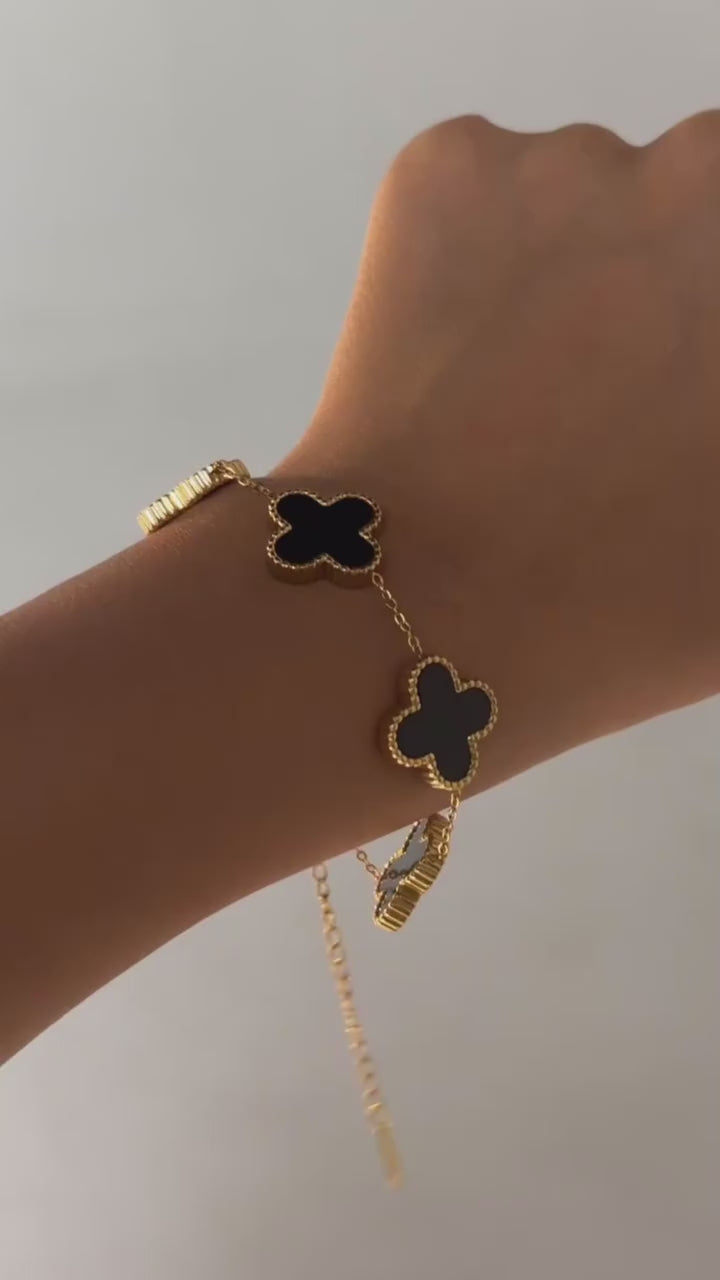 Clover Black White and Gold Luxury Bracelet Set – 3 Piece